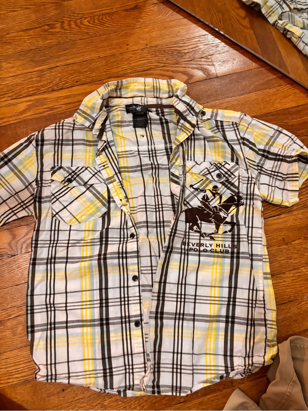 Polo by Ralph Lauren White, Yellow & Brown Plaid Short-Sleeve Button-Down